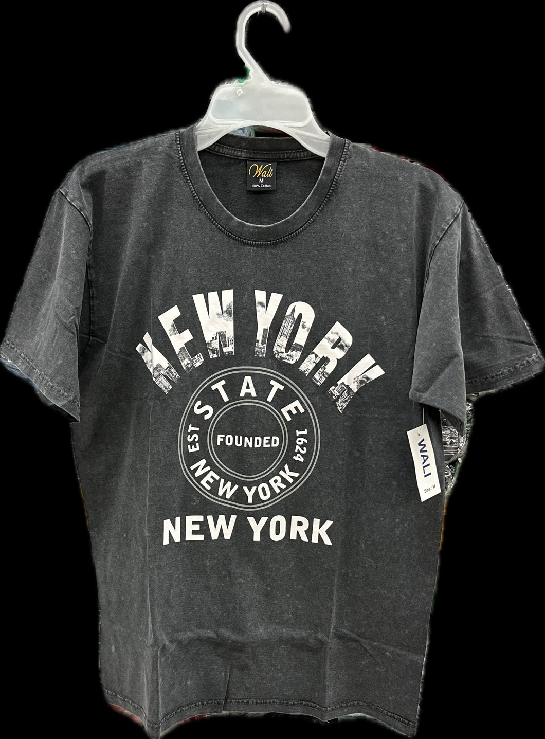 Wali Washed Cotton Tee with New York Est. 1624 Design