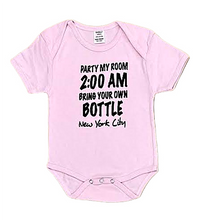 Load image into Gallery viewer, Baby onesies with &quot;Party My Room&quot; Screen Print