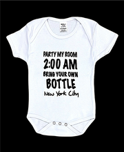 Load image into Gallery viewer, Baby onesies with &quot;Party My Room&quot; Screen Print