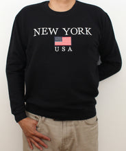 Load image into Gallery viewer, Adult Sweat-Shirt Embroidered with &quot;NEW YORK US FLAG&quot;