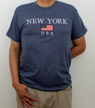 Load image into Gallery viewer, Adult T-Shirt Embroidered with &quot;NEW YORK U.S FLAG&quot;