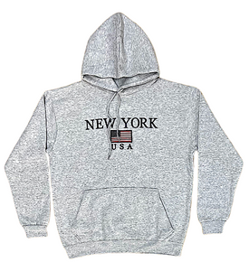Kids Hoodies Embroidered with "NEW YORK USA FLAG"